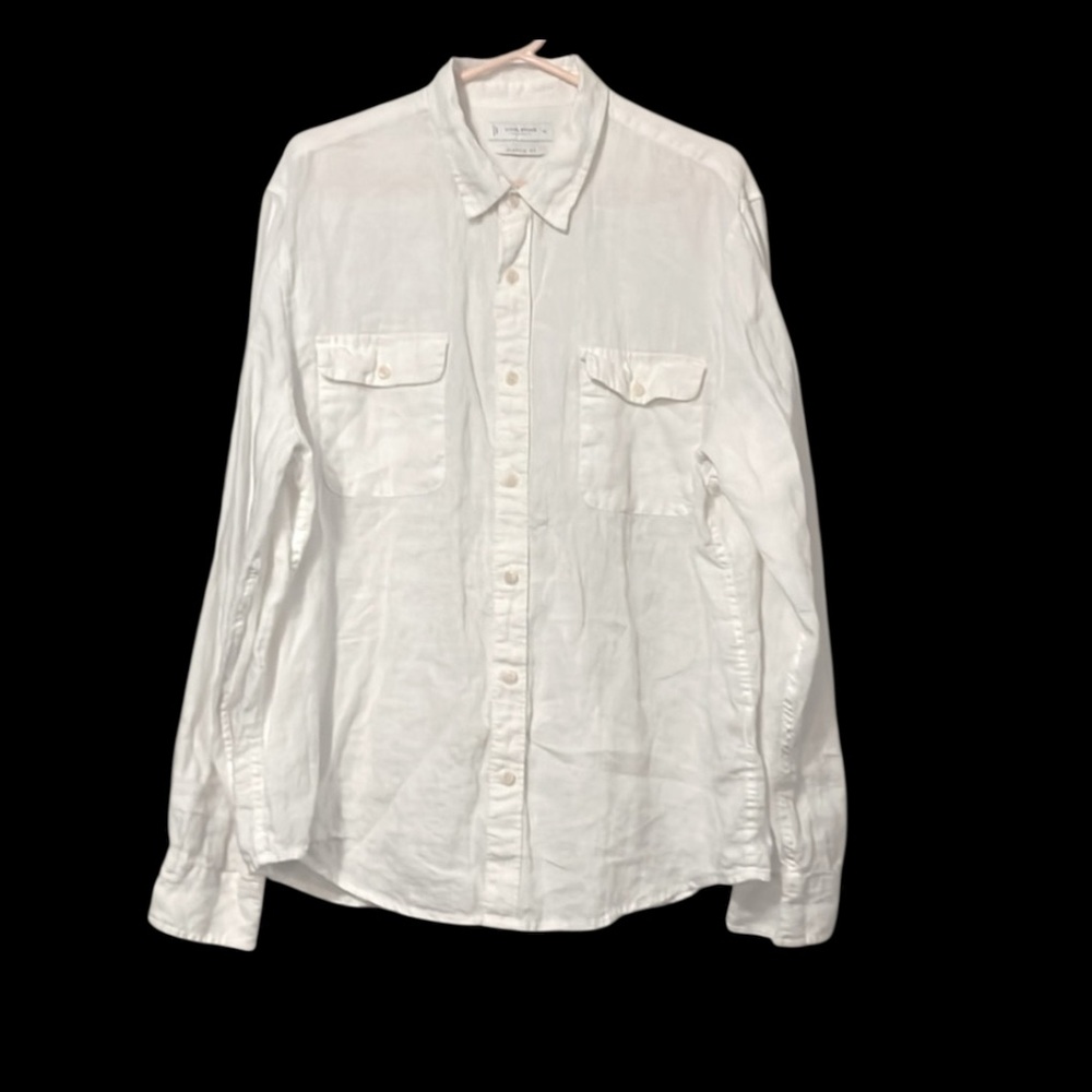Lucky Brand Men’s White Linen Button Down Long Sleeve Shirt Sz XL - Picture 3 of 9